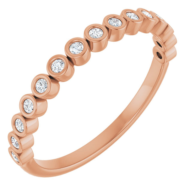 10K Gold Round Lab-Grown Diamond Bezel-Set Anniversary Band – .08–1/5 CTW - Rose Gold