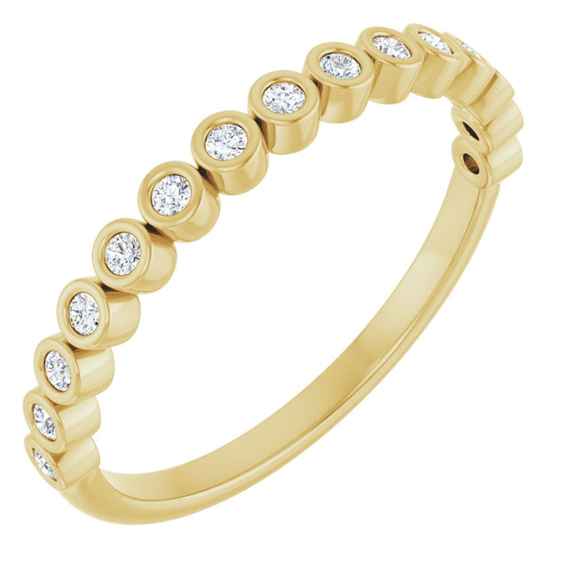 10K Gold Round Natural Diamond Bezel-Set Anniversary Band – .07–1/5 CTW - Yellow Gold