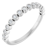 10K Gold Round Natural Diamond Bezel-Set Anniversary Band – .07–1/5 CTW - White Gold