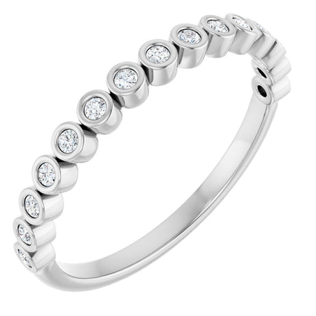 10K Gold Round Lab-Grown Diamond Bezel-Set Anniversary Band – .08–1/5 CTW - White Gold