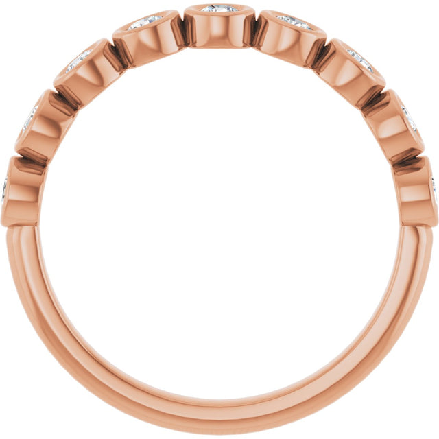 10K Gold Round Natural Diamond Bezel-Set Anniversary Band – 1/4–7/8 CTW - Rose Gold - view 2
