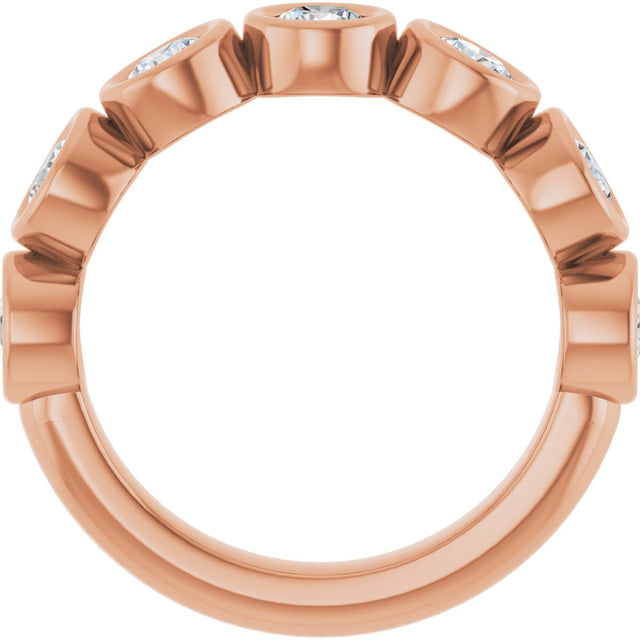 10K Gold Round Natural Diamond Bezel-Set Anniversary Band – 1–1 1/2 CTW - Rose Gold - view 2