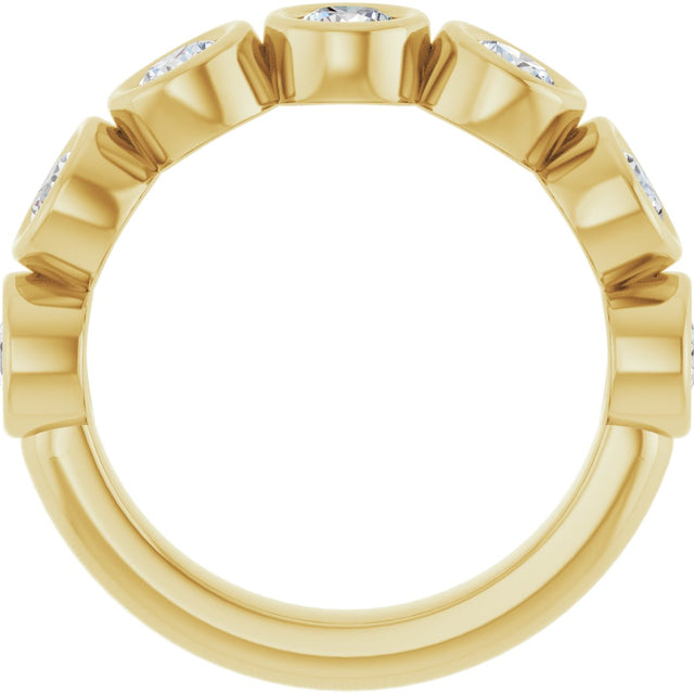 10K Gold Round Natural Diamond Bezel-Set Anniversary Band – 1–1 1/2 CTW - Yellow Gold - view 2