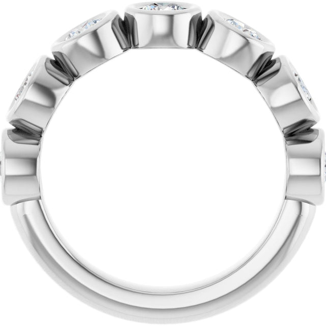 10K Gold Round Lab-Grown Diamond Bezel-Set Anniversary Band – 1–1 1/3 CTW - White Gold - view 2