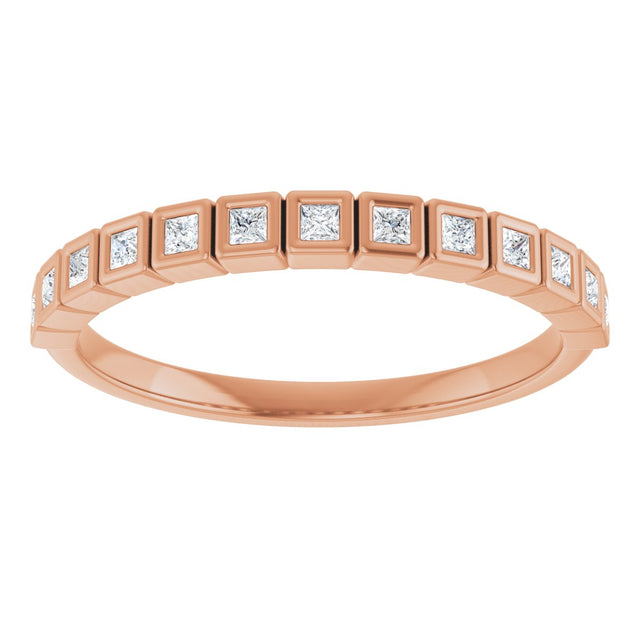 10K Gold Square Natural Diamond Bezel-Set Anniversary Band – 1/6–3/4 CTW - Rose Gold - view 3