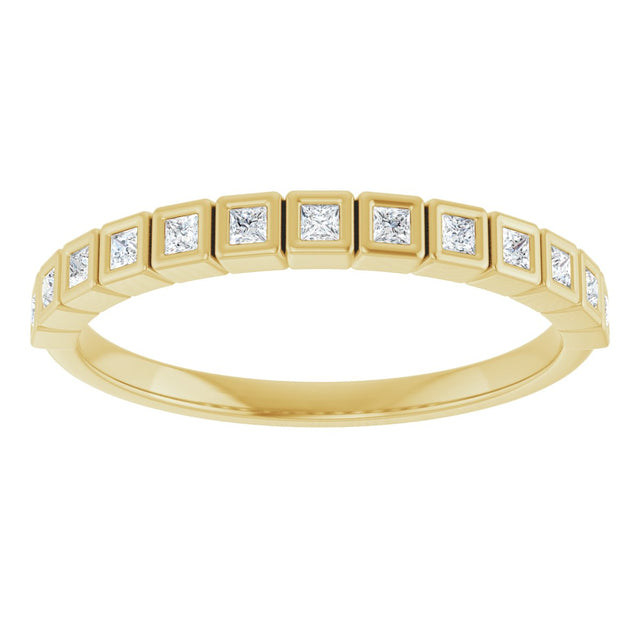 10K Gold Square Natural Diamond Bezel-Set Anniversary Band – 1/6–3/4 CTW - Yellow Gold - view 3