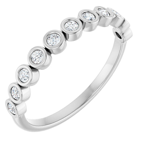 10K Gold Round Lab-Grown Diamond Bezel-Set Anniversary Band – .08–1/5 CTW - White Gold