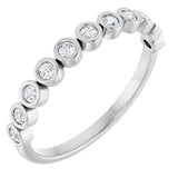 14K Gold Round Natural Diamond Bezel-Set Anniversary Band – .07–1/5 CTW - White Gold
