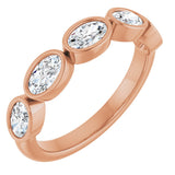 14K Gold Oval Natural Diamond Bezel-Set Anniversary Band – 1 1/4 CTW - Rose Gold