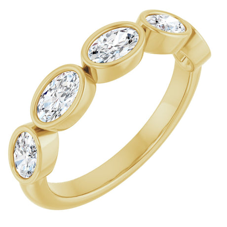 10K Gold Oval Lab-Grown Diamond Bezel-Set Anniversary Band – 1 CTW - Yellow Gold