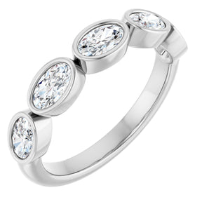 Platinum Oval Lab-Grown Diamond Bezel-Set Anniversary Band – 9/10 CTW