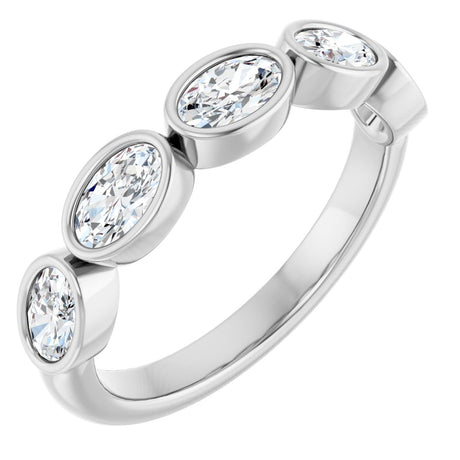 Platinum Oval Lab-Grown Diamond Bezel-Set Anniversary Band – 9/10 CTW