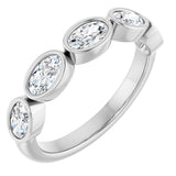 10K Gold Oval Natural Diamond Bezel-Set Anniversary Band – 1 1/3 CTW - White Gold