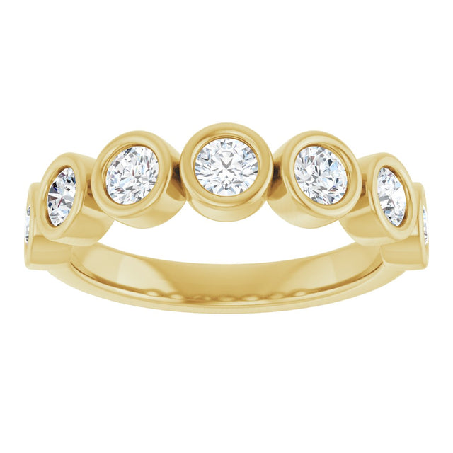 10K Gold Round Natural Diamond Bezel-Set Anniversary Band – 1/4–7/8 CTW - Yellow Gold - view 3