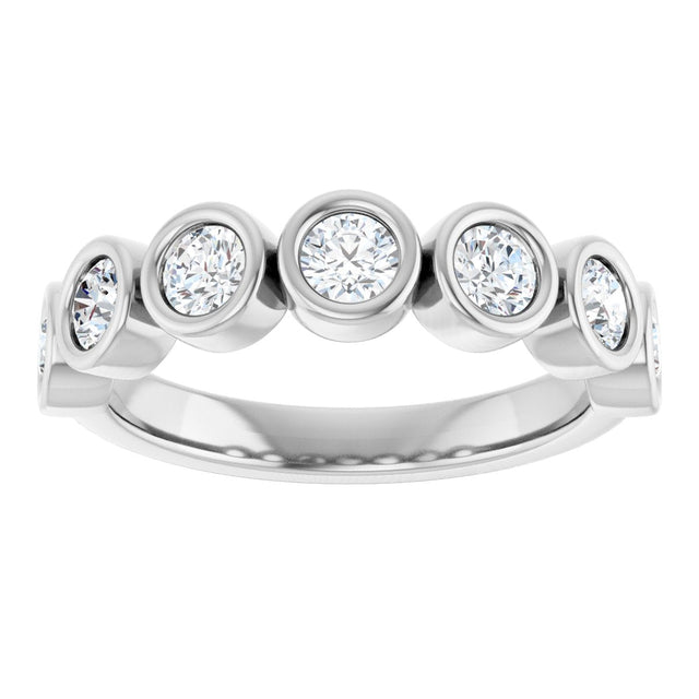 Platinum Round Lab-Grown Diamond Bezel-Set Anniversary Band – .08–1 1/3 CTW - view 3