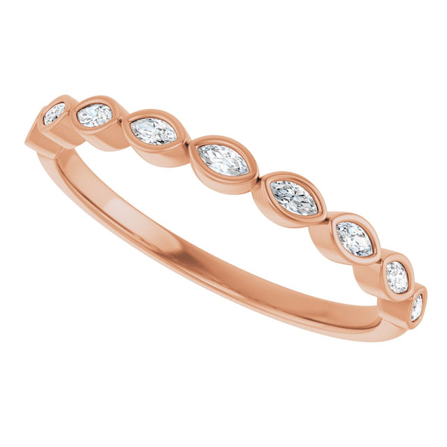 14K Gold Marquise Lab-Grown Diamond Bezel-Set Anniversary Band – 2.5x1.3 mm Stones - Rose Gold - view 5