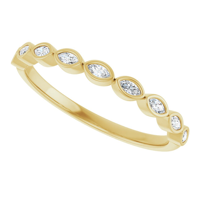 14K Gold Marquise Lab-Grown Diamond Bezel-Set Anniversary Band – 2.5x1.3 mm Stones - Yellow Gold - view 5