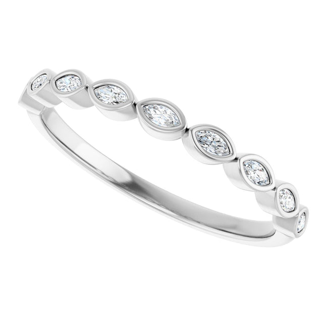 Platinum Marquise Lab-Grown Diamond Bezel-Set Anniversary Band – 2.5x1.3 mm Stones - view 5