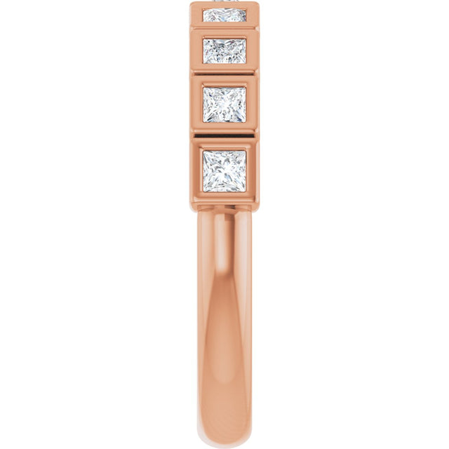 10K Gold Square Lab-Grown Diamond Bezel-Set Anniversary Band – 1/5–5/8 CTW - Rose Gold - view 4
