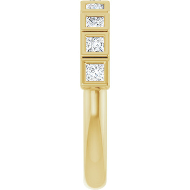 10K Gold Square Lab-Grown Diamond Bezel-Set Anniversary Band – 1/5–5/8 CTW - Yellow Gold - view 4