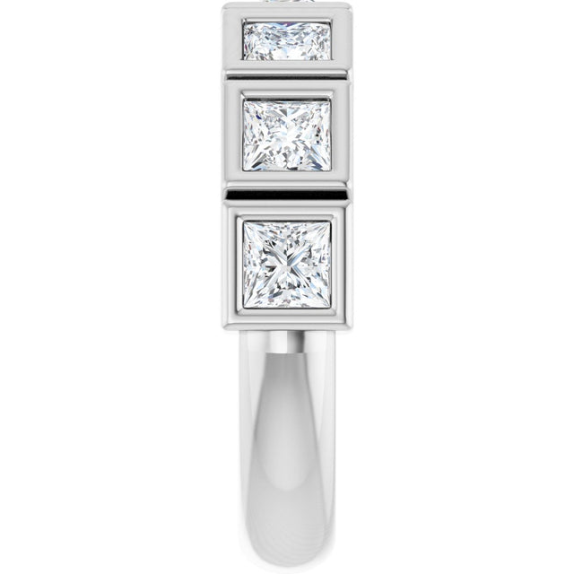 10K Gold Square Natural Diamond Bezel-Set Anniversary Band – 9/10–2 3/4 CTW - White Gold - view 4