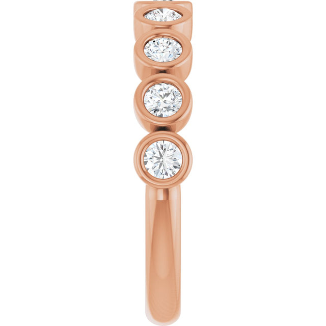 10K Gold Round Lab-Grown Diamond Bezel-Set Anniversary Band – 1/4–7/8 CTW - Rose Gold - view 4