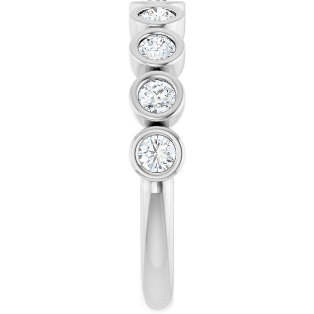 Platinum Round Natural Diamond Bezel-Set Anniversary Band – .07–1 1/2 CTW - view 4