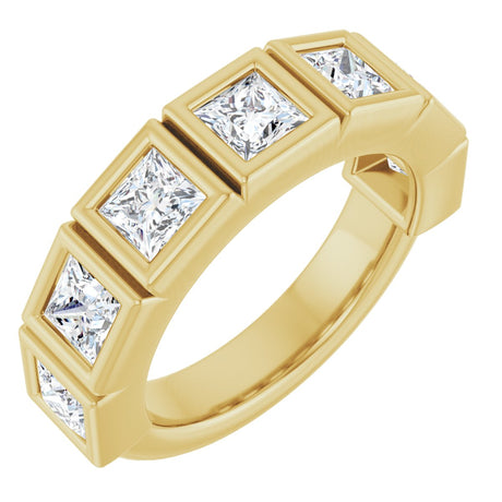 10K Gold Square Natural Diamond Bezel-Set Anniversary Band – 9/10–2 3/4 CTW - Yellow Gold