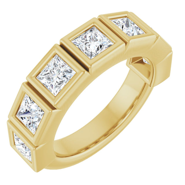 14K Gold Square Natural Diamond Bezel-Set Anniversary Band – 9/10–2 3/4 CTW - Yellow Gold