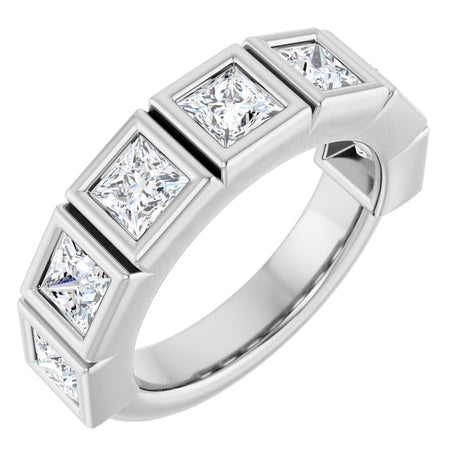 10K Gold Square Lab-Grown Diamond Bezel-Set Anniversary Band – 2 3/4 CTW - White Gold