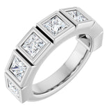 14K Gold Square Natural Diamond Bezel-Set Anniversary Band – 9/10–2 3/4 CTW - White Gold