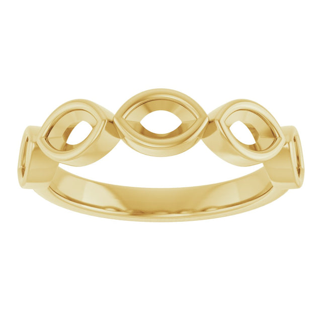 14K Gold Marquise Lab-Grown Diamond Bezel-Set Anniversary Band – 5x3 mm Stones - Yellow Gold - view 5