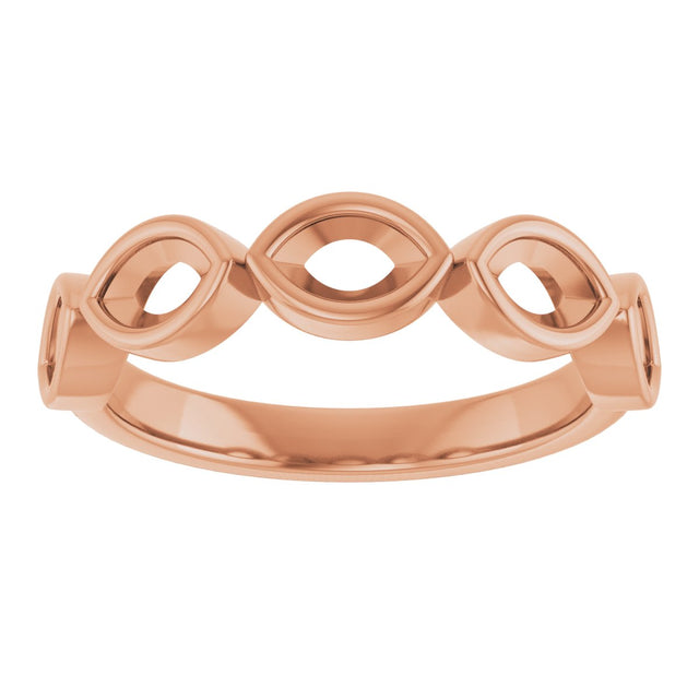 14K Gold Marquise Lab-Grown Diamond Bezel-Set Anniversary Band – 5x3 mm Stones - Rose Gold - view 5