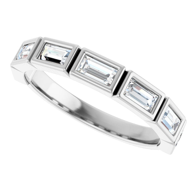 10K Gold Straight Baguette Lab-Grown Diamond Bezel-Set Anniversary Band – 1/2–3/4 CTW - White Gold - view 5