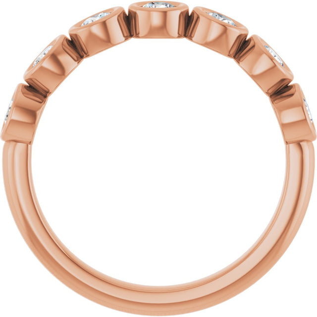 10K Gold Round Lab-Grown Diamond Bezel-Set Anniversary Band – 1/4–7/8 CTW - Rose Gold - view 2