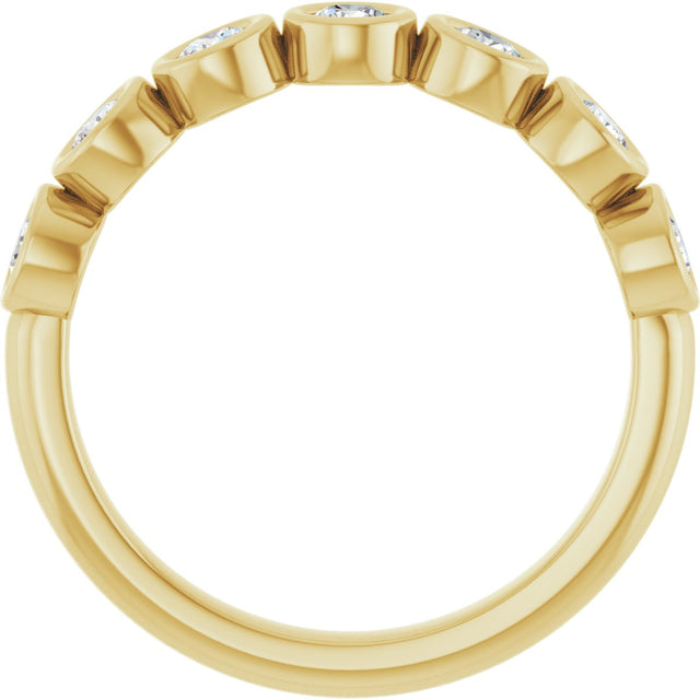 10K Gold Round Lab-Grown Diamond Bezel-Set Anniversary Band – 1/4–7/8 CTW - Yellow Gold - view 2
