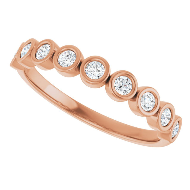 10K Gold Round Lab-Grown Diamond Bezel-Set Anniversary Band – 1/4–7/8 CTW - Rose Gold - view 5