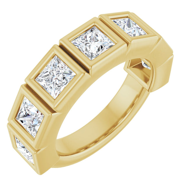 10K Gold Square Lab-Grown Diamond Bezel-Set Anniversary Band – 2 3/4 CTW - Yellow Gold