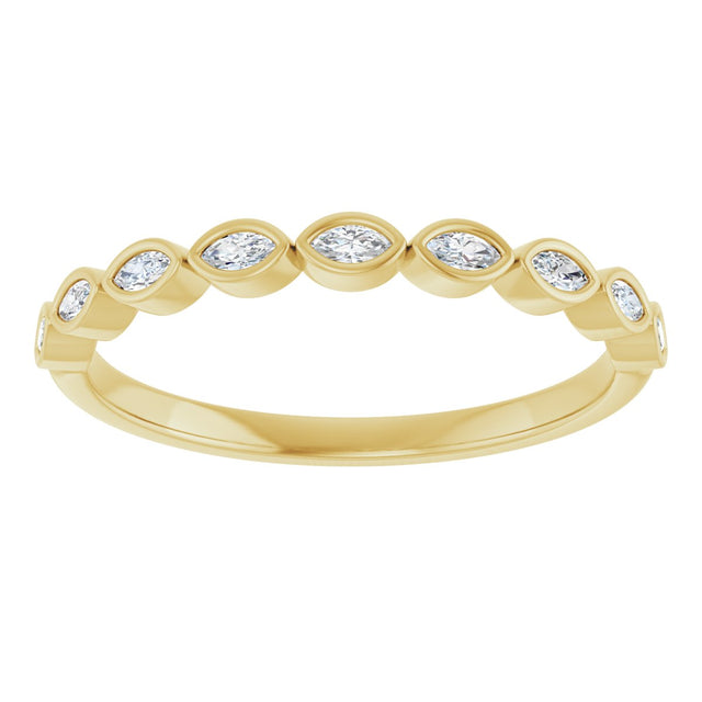 14K Gold Marquise Lab-Grown Diamond Bezel-Set Anniversary Band – 2.5x1.3 mm Stones - Yellow Gold - view 3
