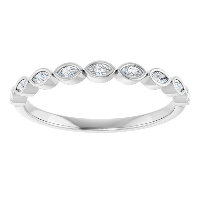 Platinum Marquise Lab-Grown Diamond Bezel-Set Anniversary Band – 2.5x1.3 mm Stones - view 3