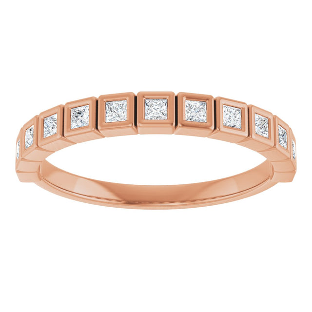 10K Gold Square Natural Diamond Bezel-Set Anniversary Band – 1/6–3/4 CTW - Rose Gold - view 3