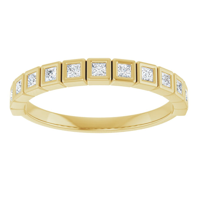 10K Gold Square Natural Diamond Bezel-Set Anniversary Band – 1/6–3/4 CTW - Yellow Gold - view 3