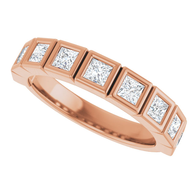 14K Gold Square Lab-Grown Diamond Bezel-Set Anniversary Band – 1/2–2 CTW - Rose Gold - view 5
