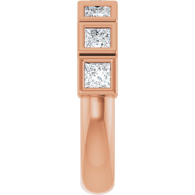 10K Gold Square Lab-Grown Diamond Bezel-Set Anniversary Band – 3/4–2 CTW - Rose Gold - view 4