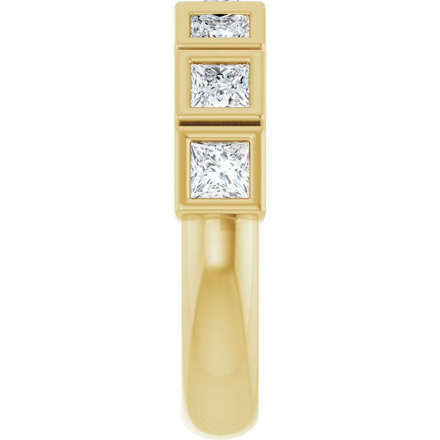 10K Gold Square Lab-Grown Diamond Bezel-Set Anniversary Band – 3/4–2 CTW - Yellow Gold - view 4