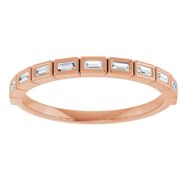 14K Gold Straight Baguette Lab-Grown Diamond Bezel-Set Anniversary Band – 1/6–3/8 CTW - Rose Gold - view 3