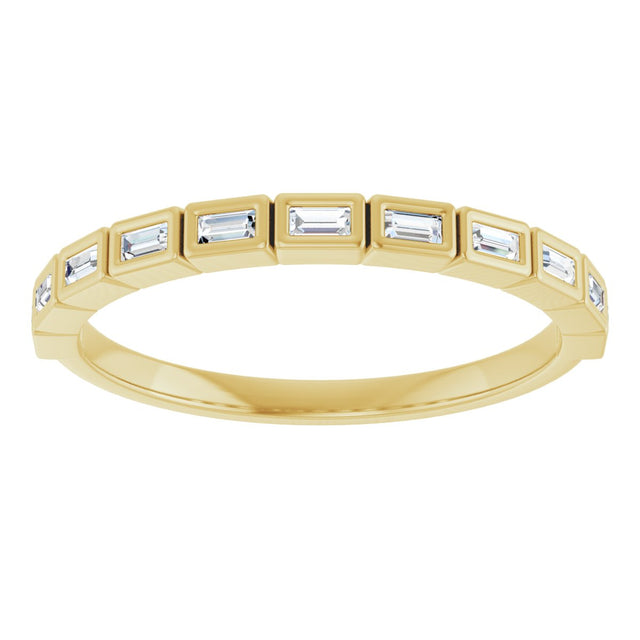 14K Gold Straight Baguette Lab-Grown Diamond Bezel-Set Anniversary Band – 1/6–3/8 CTW - Yellow Gold - view 3
