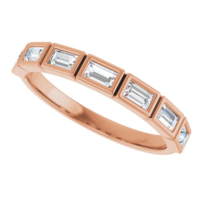10K Gold Straight Baguette Lab-Grown Diamond Bezel-Set Anniversary Band – 1/6–3/8 CTW - Rose Gold - view 5