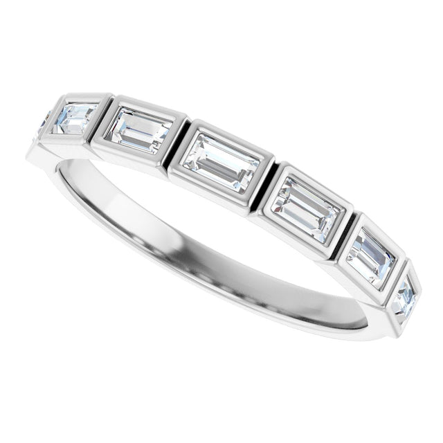 10K Gold Straight Baguette Natural Diamond Bezel-Set Anniversary Band – 1/6–3/8 CTW - White Gold - view 5