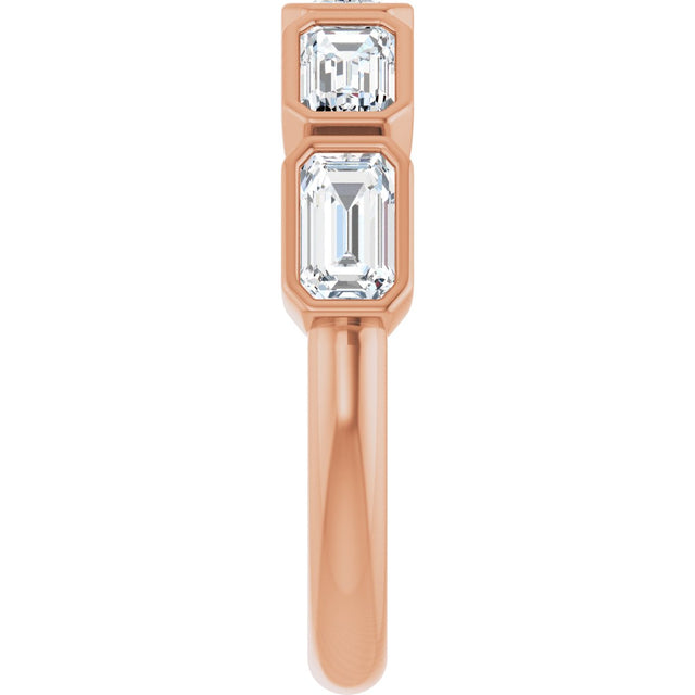 14K Gold Emerald Lab-Grown Diamond Bezel-Set Anniversary Band – 1 1/2 CTW - Rose Gold - view 4